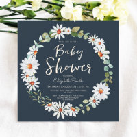 Eucalyptus & Daisy Navy Blue Baby Shower