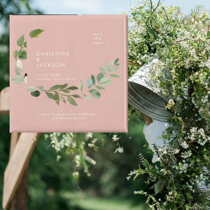 Eucalyptus Desert Pink Wedding Save the Date Magnet