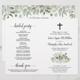 Eucalyptus DIY Fold Catholic Wedding Program