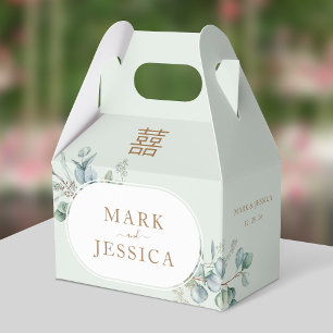 Eucalyptus Double Happiness Wedding Thank You Favour Box