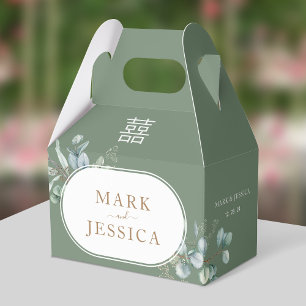 Eucalyptus Double Happiness Wedding Thank You Favour Box