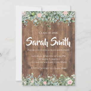 Eucalyptus Dusty Rose Graduation Invitation