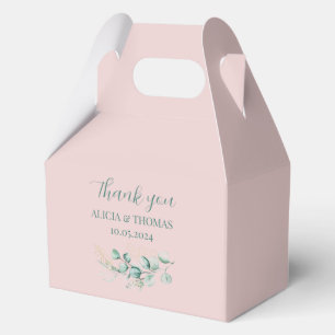 Eucalyptus Dusty Rose Pink Botanical Wedding  Favour Box