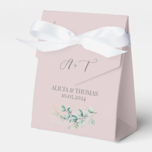 Eucalyptus Dusty Rose Pink Initials Wedding  Favour Box