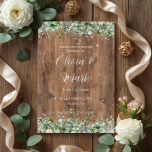 Eucalyptus Dusty Rose Wedding Invitation   Florals