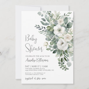 Eucalyptus Elegant Floral Baby Shower Invitation