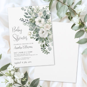 Eucalyptus Elegant Floral Baby Shower Invitation