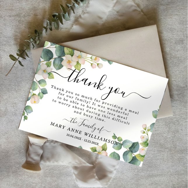 Eucalyptus Elegant Funeral Food Thank You Card (Creator Uploaded)