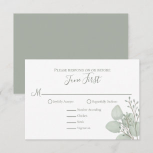 Eucalyptus Elegant Greenery Foliage Leaves RSVP Card