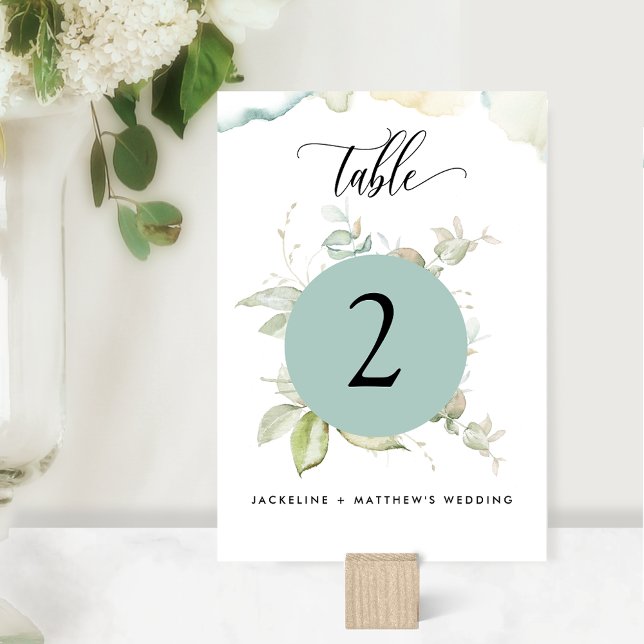 Eucalyptus Elegant Greenery Wedding, Green Table Number (Creator Uploaded)
