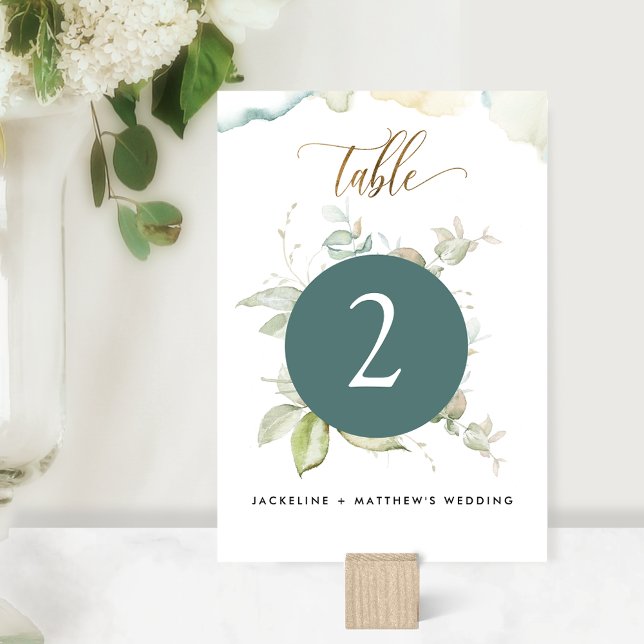 Eucalyptus Elegant Greenery Wedding, Green Table Number (Creator Uploaded)