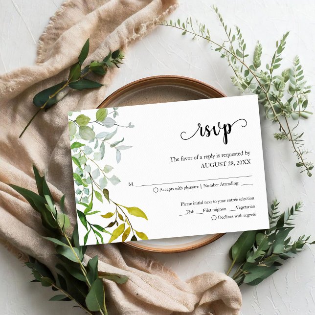 Eucalyptus Elegant Greenery Wedding RSVP Card (Creator Uploaded)