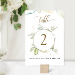 Eucalyptus Elegant Greenery Wedding, Table Number<br><div class="desc">Compliment your table décor with this beautiful table number with exquisite watercolor Eucalyptus greenery, delicate watercolor stains and modern handwritten calligraphy details. Ability to personalise with your name(s) and event. NOTE: Please place an individual order for "each" table number you need for your event. (i.e. for three tables you would...</div>