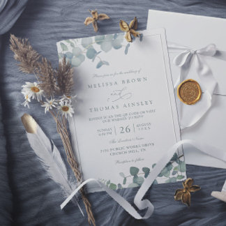 Eucalyptus Elegant Modern Rustic QR Code Wedding Invitation