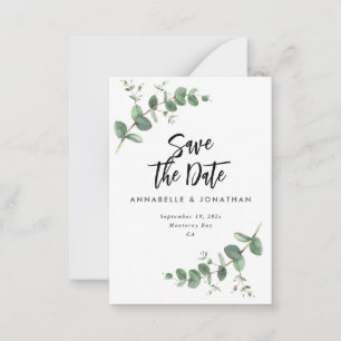 Eucalyptus elegant modern wedding save the date card