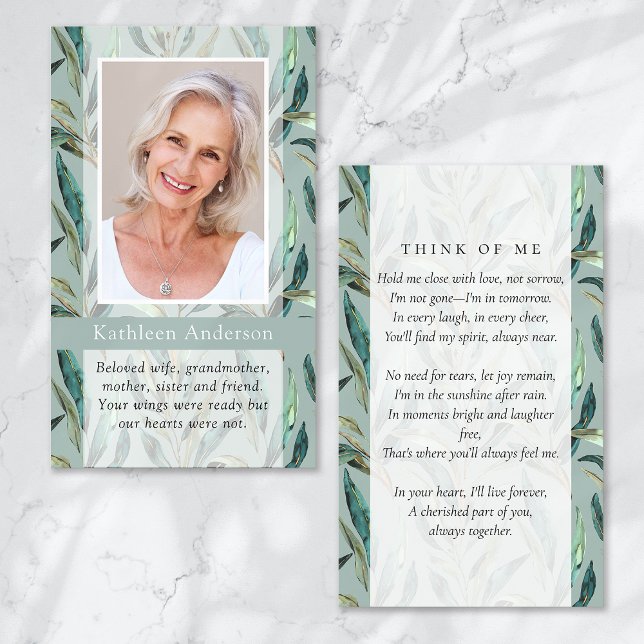 Eucalyptus Elegant Pattern Memorial Card (Creator Uploaded)