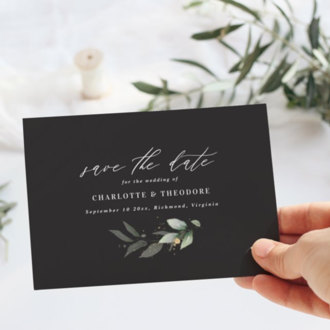 Eucalyptus elegant wedding botanical save the date announcement postcard (Creator Uploaded)