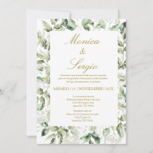 Eucalyptus Elegant Wedding Invitation in Spanish