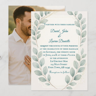 Eucalyptus Embrace Photo Wedding Invitation