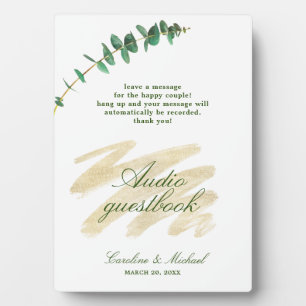 Eucalyptus, Emerald, and Gold Audio Guestbook Plaque