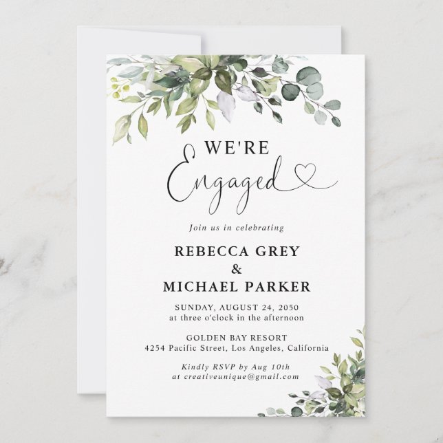 Eucalyptus Engagement Party Invitation (Front)