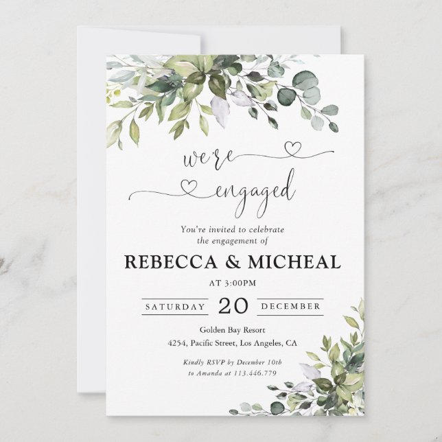 Eucalyptus Engagement Party Invitation (Front)