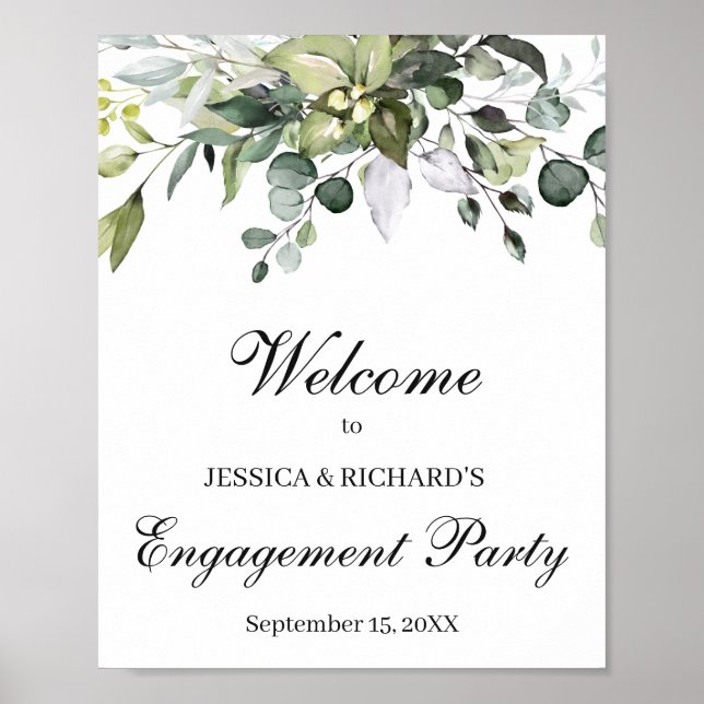 Eucalyptus Engagement Welcome Poster Sign (Front)