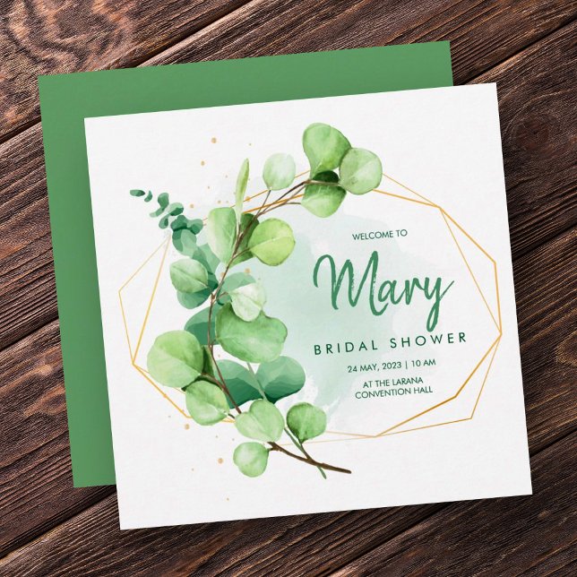 Eucalyptus event aesthetic green bridal shower inv invitation (Creator Uploaded)