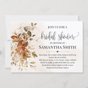 Eucalyptus Fall Autumn Boho Chic Bridal Shower Invitation