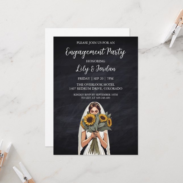 Eucalyptus fall engagement party invitations (Front/Back In Situ)