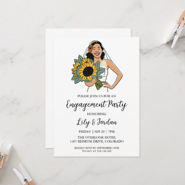 Eucalyptus fall engagement party invitations (Front/Back In Situ)