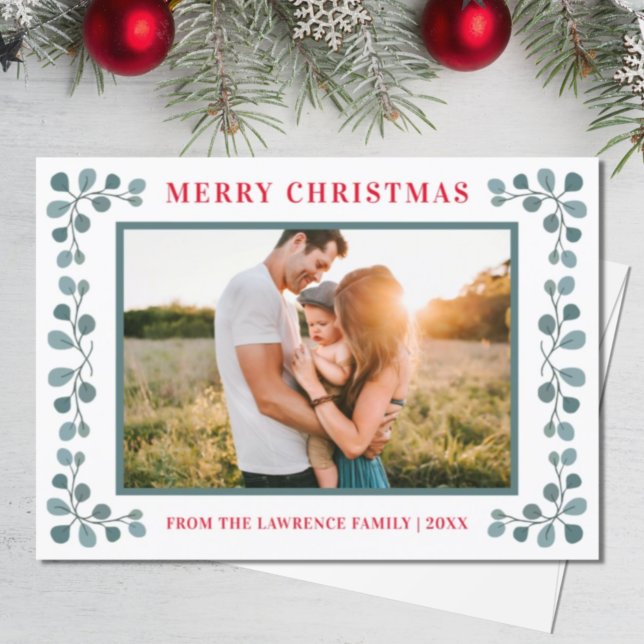 Eucalyptus Family Photo Merry Christmas Holiday Card (Creator Uploaded)