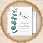 Eucalyptus Family Reunion Save the Date Postcard<br><div class="desc">Let your family know the date for your next Family Reunion with this stylish save the date postcard. It features a simple watercolor eucalyptus sprig with elegant typography. Easily customisable. Use the Design Tool to change the text size, style, or colour. Because we create our artwork you won't find this...</div>