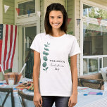 Eucalyptus Family Reunion T-Shirt<br><div class="desc">This T-shirt is decorated with a stylish watercolor eucalyptus sprig with elegant typography.
Easily customisable.
Use the Design Tool to change the text size,  style,  or colour.
Because we create our artwork you won't find this exact image from other designers.
Original Watercolor © Michele Davies.</div>