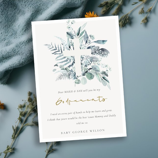 Eucalyptus Fauna Cross Godparents Proposal Invite (Creator Uploaded)