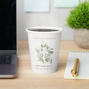 Eucalyptus Fern Fauna Cross Memorial Sympathy Paper Cups