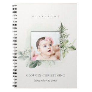 Eucalyptus Fern Fauna Photo Christening Guestbook Notebook