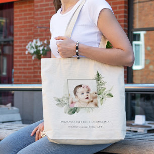 Eucalyptus Fern Foliage Photo First Holy Communion Tote Bag