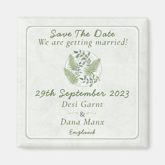 Eucalyptus & Fern Rings Wedding Save The Date Magnet