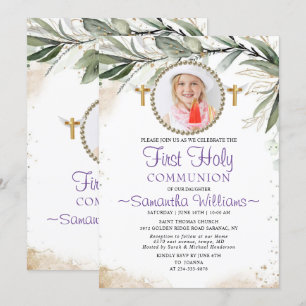 Eucalyptus First Communion  Invitation
