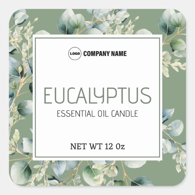 Eucalyptus Flavour Candle Label Sticker (Front)