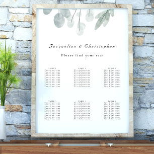 Eucalyptus Floral 6 Table Wedding Seating Chart