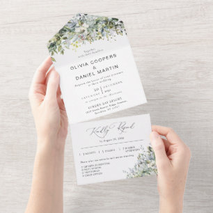 Eucalyptus Floral All in One Wedding Invitation