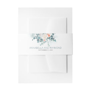 Eucalyptus Floral and Greenery Bouquet Wedding Invitation Belly Band
