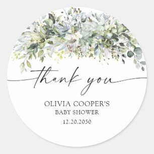 Eucalyptus Floral Baby Shower  Classic Round Sticker