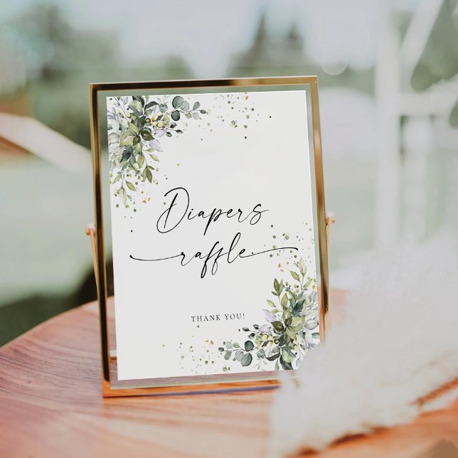 Eucalyptus Floral Baby Shower Diapers Raffle Sign (Creator Uploaded)