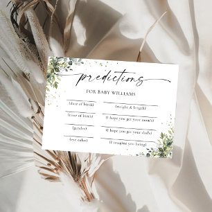 Eucalyptus Floral Baby Shower Predictions Card