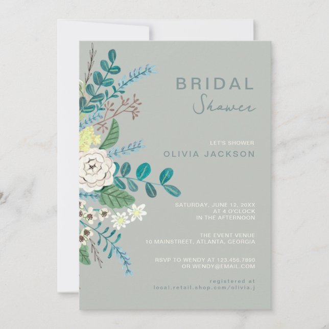 Eucalyptus floral Boho Greenery Bridal shower  Invitation (Front)