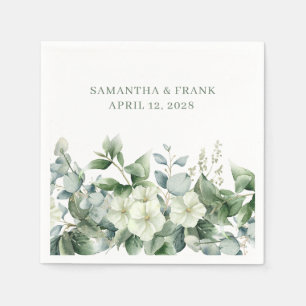 Eucalyptus Floral Border Wedding Napkin