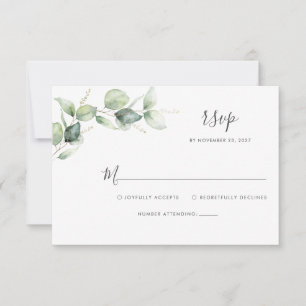 Eucalyptus Floral Botanical Script Wedding RSVP Card